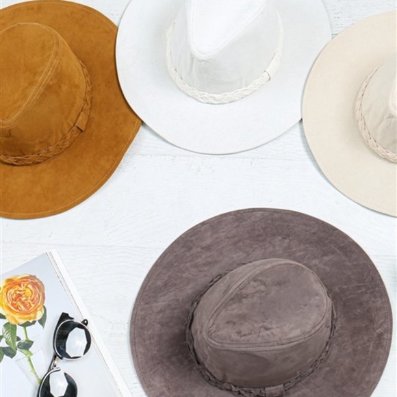 FASHION BRIM HAT WITH BRAIDED TIE - Picture 2 of 3